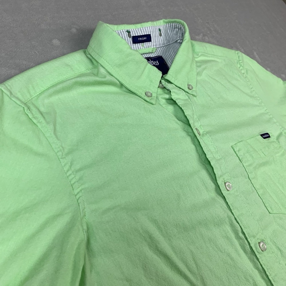 Chubbies Friday Shirt Mens Small Green Button Down Short Sleeve Pocket Casual